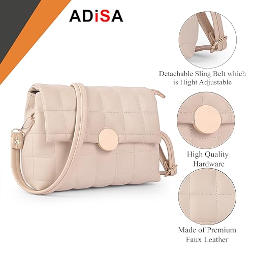 Stylish ADISA Quilted Crossbody Bag for Women and Girls