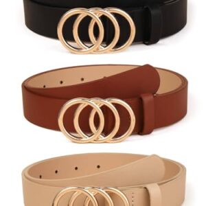 Stylish Leather Belts Combo for Women and Girls- Fashionable Waist Belts for Dresses and Jeans