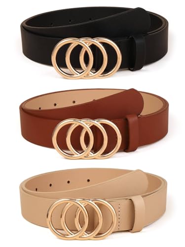 Stylish Leather Belts Combo for Women and Girls- Fashionable Waist Belts for Dresses and Jeans