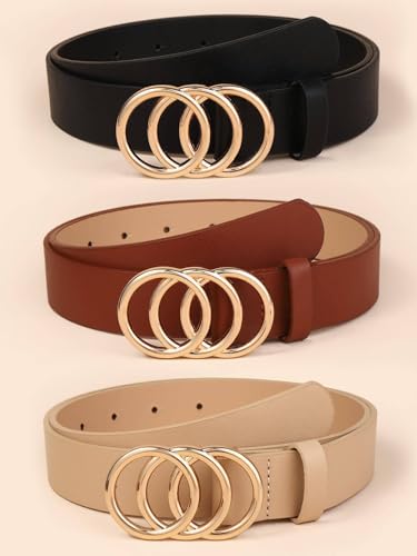 Stylish Leather Belts Combo for Women and Girls- Fashionable Waist Belts for Dresses and Jeans