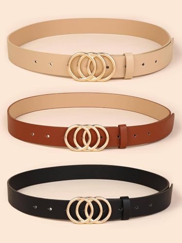 Stylish Leather Belts Combo for Women and Girls- Fashionable Waist Belts for Dresses and Jeans