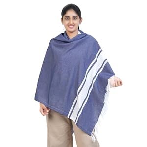 Breastfeeding-ShawlNursing-Cover-for-Mothers-Outdoor-360-Protection-Teal-and-White-Striped-Fringed-Feeding-Shawl-Denim-Blue