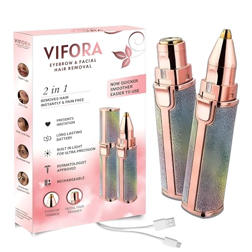 VIFORA Women's USB 2-in-1 Eyebrow and Facial Hair Trimmer