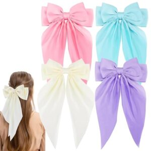 Vintage Satin Hair Bows for Women - Starvis Ribbon Clips