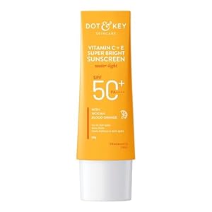 DOT-KEY-Vitamin-C-E-Super-Bright-Sunscreen-Spf-50-Water-LightUVAUVB-Blue-Light-ProtectionFor-Even-Toned-Glowing-SkinWith-Liquid-Spf-50-No-White-Cast-For-All-Skin-Types-50GPack-Of-1