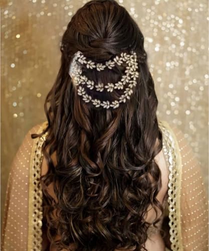 White Bridal Tiara Headband with Kundan Rhinestones by Imaashi