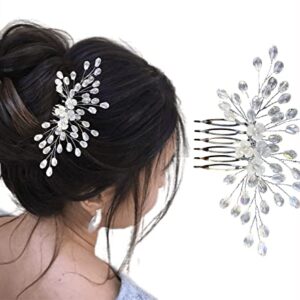 White Floral Pearl Bridal Hair Clip for Wedding