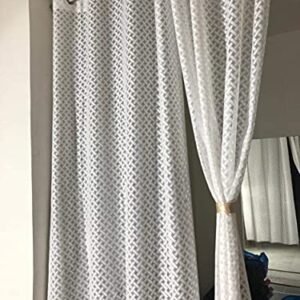 White Sheer Net Door Curtains 7ft - Set of 2, Galaxy Design