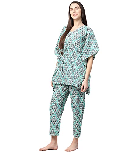 Women's Cotton Night Suit with Geometric Design from Yash Gallery