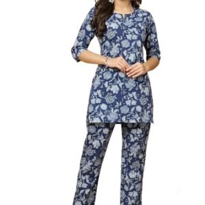 Women's Cotton Printed Night Suit Set by Pistaa