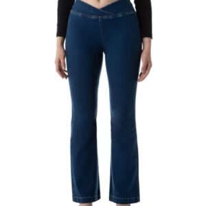 Women's Mid-Rise Flared Jeans in Enzyme Wash, by INKD