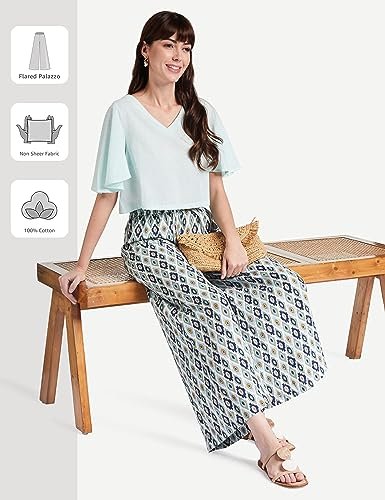 Women's Relaxed Fit Mid-Rise Palazzo Pants - Myx Clothing