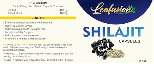 Women's Shilajit Capsules: LEAFUSION - 30 Vegetarian Capsules