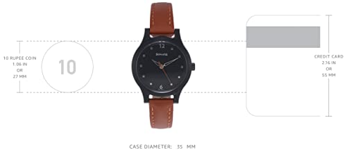 Women's Sonata Black Dial Leather Strap Watch - NS87030