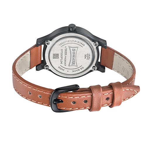 Women's Sonata Black Dial Leather Strap Watch - NS87030