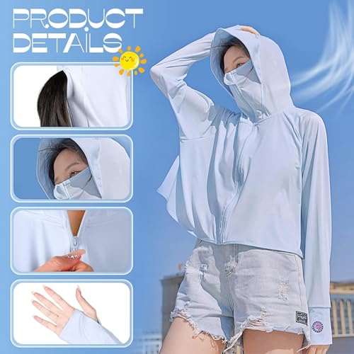 Women's Sunscreen Hoodie with Face Mask UPF 50+ - Rasikvar