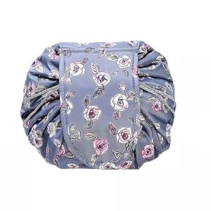 Maharsh-Womens-Convenient-and-Waterproof-Multifunction-Portable-Lazy-Travel-Cosmetic-Storage-Makeup-Organizer-Toiletry-Bag-with-DrawstringsGray-Floral