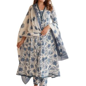 Women's Pinkmint Floral Kurta Pant Set with Dupatta