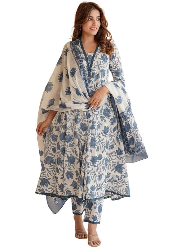 Women's Pinkmint Floral Kurta Pant Set with Dupatta