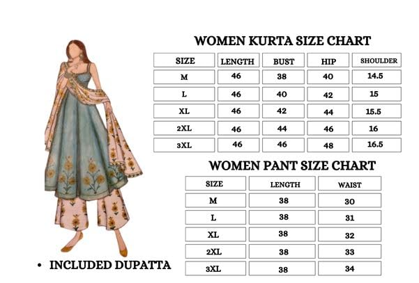 Women's Pinkmint Floral Kurta Pant Set with Dupatta