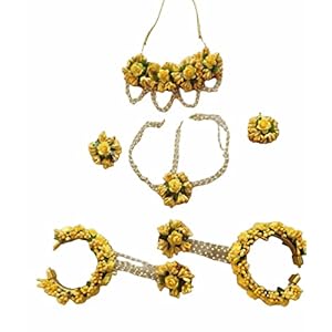Sanvatsar-Home-Flower-Fabric-Handmade-Jewellery-for-Haldi-Baby-Shower-Mehndi-Godbharai-Set-For-WomenGirls-Floral-Jewellery-Set-Jewellery-Gift-Yellow