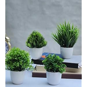 Litleo-Plastic-Mini-Artificial-Plant-with-Pot-Multiple-Designs-for-Home-Office-Decor-Gift-School-Project-Art-Set-of-4-Green