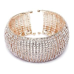 Shining-Diva-Fashion-18k-Rose-Gold-and-Silver-Plated-Adjustable-Crystal-Cuff-Bracelet-for-Women-and-Girls