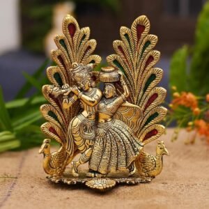 Peacock Radha Krishna Idol – Collectible Home Decor India