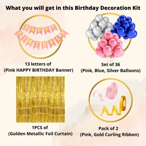 Birthday Decoration Set for Girls and Women - 52pcs by Flyloons - Image 2