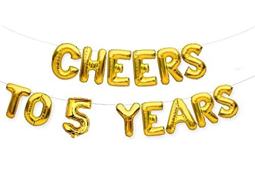 Gold 16th Anniversary Foil Balloons - Celebrating 5 Years of AR Giftzadda