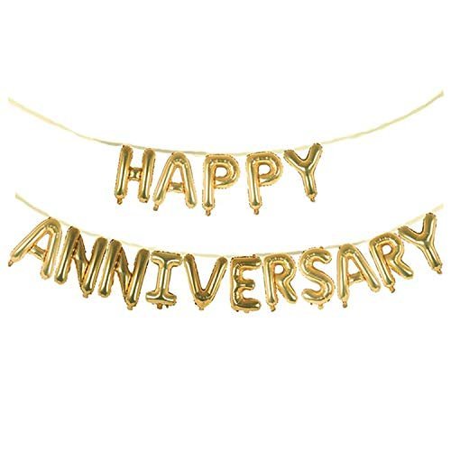 Gold Happy Anniversary Balloon Set - 16pcs Party Decorations