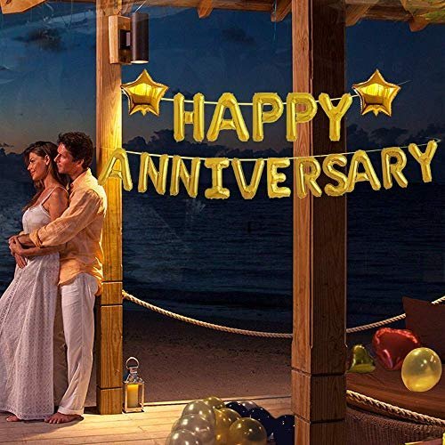 Gold Happy Anniversary Balloon Set - 16pcs Party Decorations - Image 4