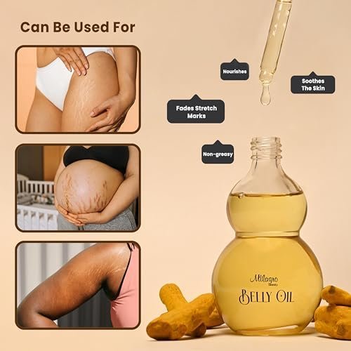 Milagro Ayurvedic Belly Oil for Stretch Marks and Scars - Image 2