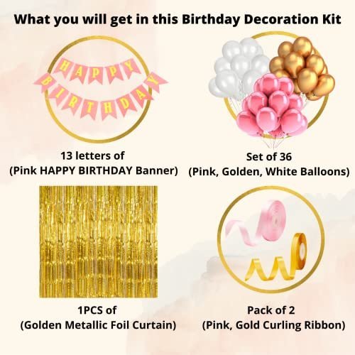 Pink Birthday Decor Kit for Girls - 52-Piece Set - Image 2