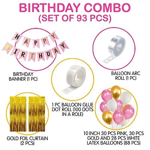 Pink Birthday Decor Set for Girls/Women - 93 Pieces - Image 2