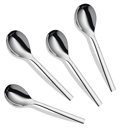 Set of 4 Stainless Steel Serving Spoons - 21cm Silver Finish - Image 2