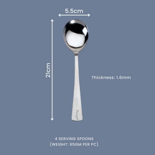 Set of 4 Stainless Steel Serving Spoons - 21cm Silver Finish - Image 4