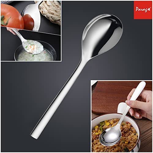 Set of 4 Stainless Steel Serving Spoons - 21cm Silver Finish - Image 6