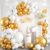 Gold and White Metallic Balloons for Parties – Pack of 25